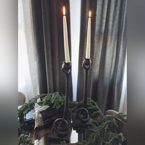 Vintage America Black and Cream Candle Holders